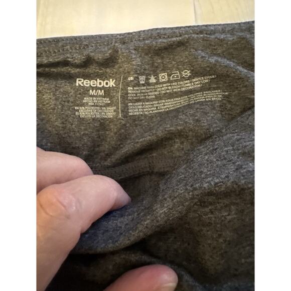 Reebok Yoga Pants Gray Blue Logo Women's Medium Activewear Athletic Sport Ankle - Picture 2 of 4